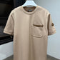 Moncler Leather Trim T-Shirt (Brown)