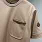 Moncler Leather Trim T-Shirt (Brown)