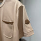 Moncler Leather Trim T-Shirt (Brown)