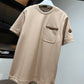 Moncler Leather Trim T-Shirt (Brown)