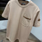 Moncler Leather Trim T-Shirt (Brown)