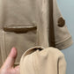 Moncler Leather Trim T-Shirt (Brown)