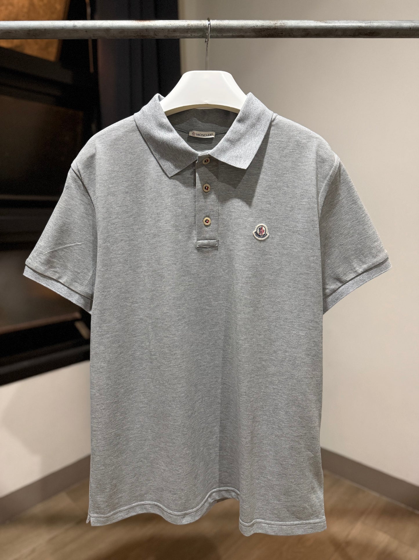 Moncler Logo Patch Polo Shirt (Gray)