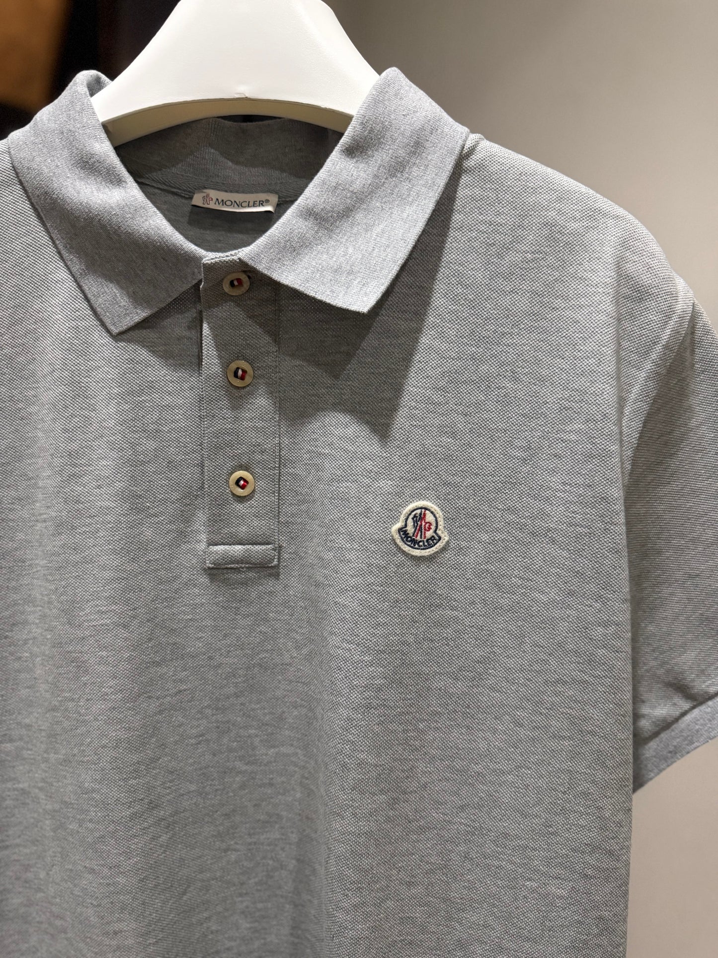 Moncler Logo Patch Polo Shirt (Gray)
