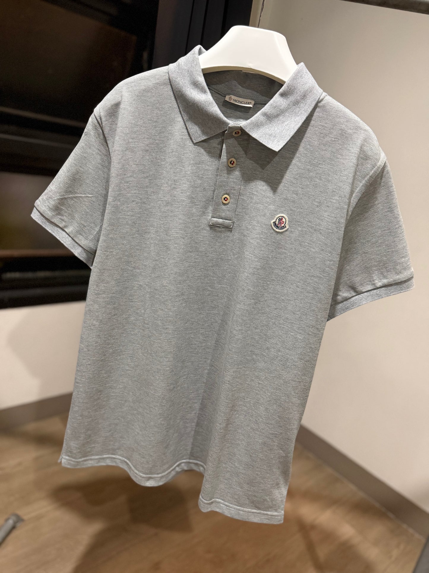 Moncler Logo Patch Polo Shirt (Gray)