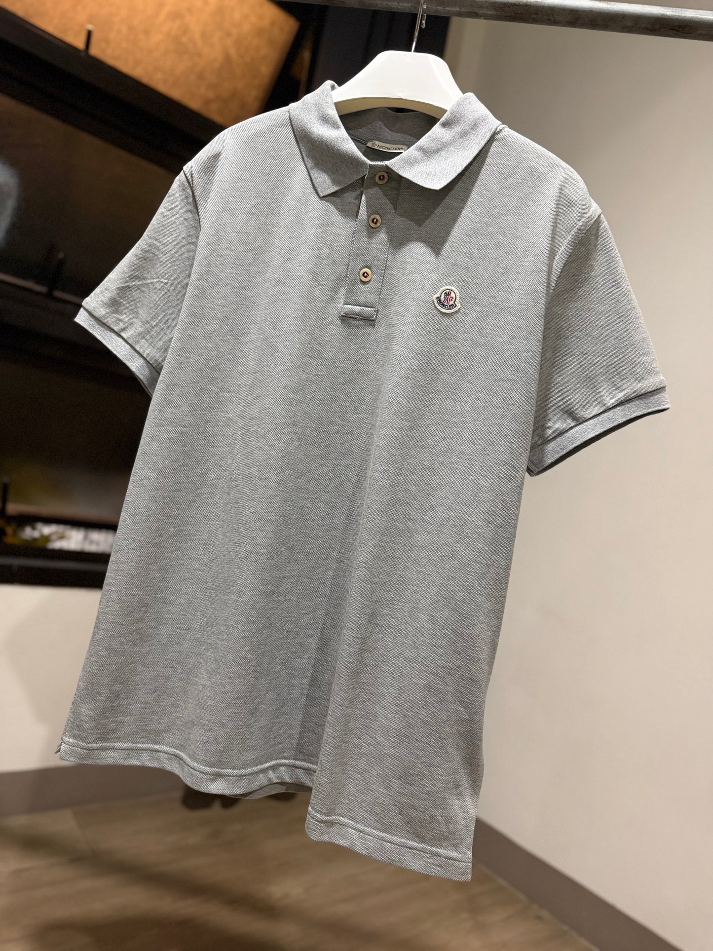 Moncler Logo Patch Polo Shirt (Gray)