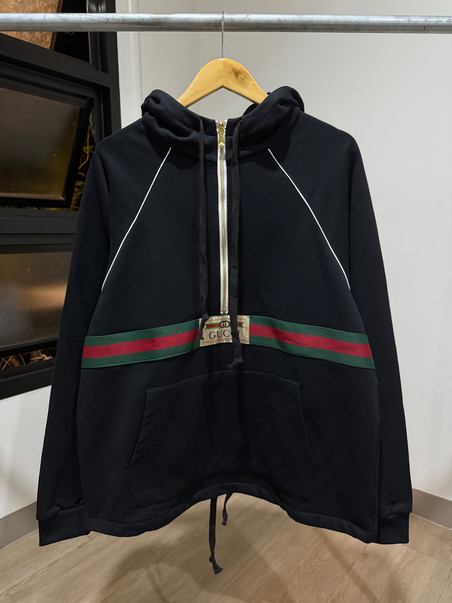 Gucci Cotton Jersey Web Hoodie