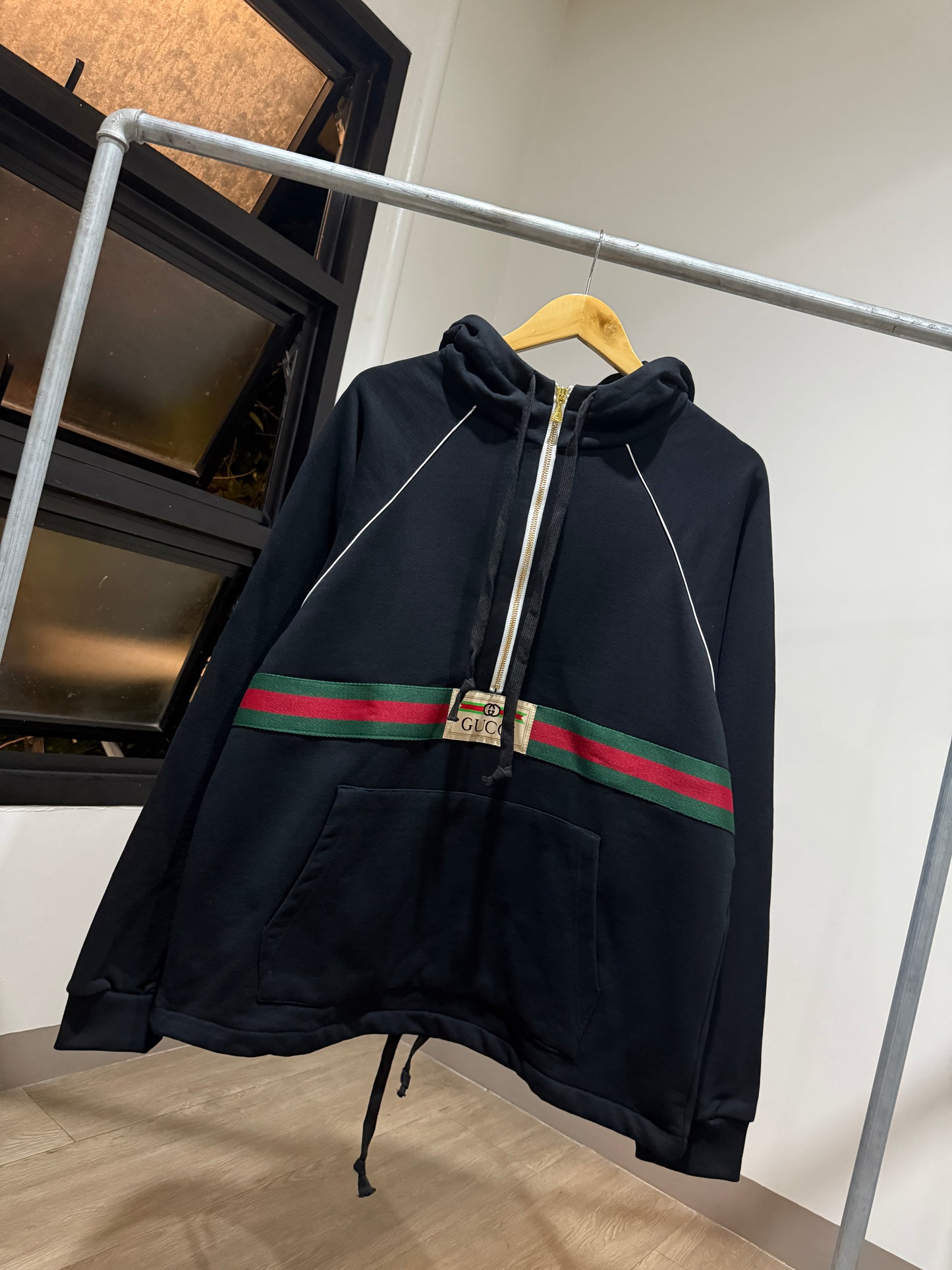 Gucci Cotton Jersey Web Hoodie
