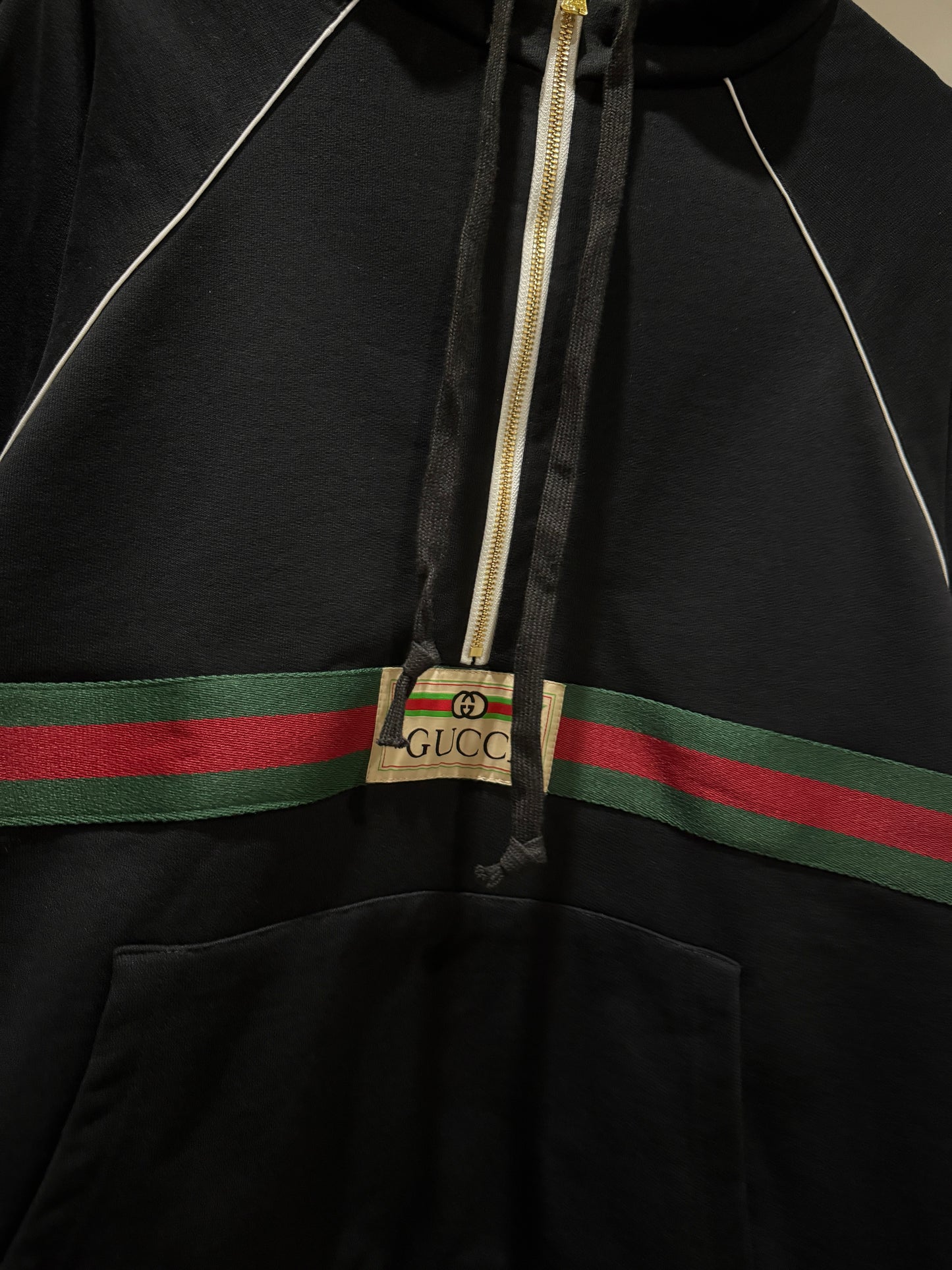 Gucci Cotton Jersey Web Hoodie