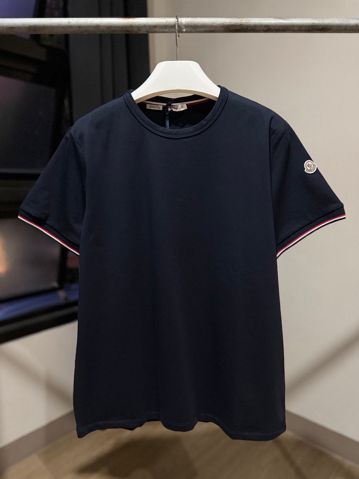 Moncler Tricolour-Trimmed T-Shirt (Navy)
