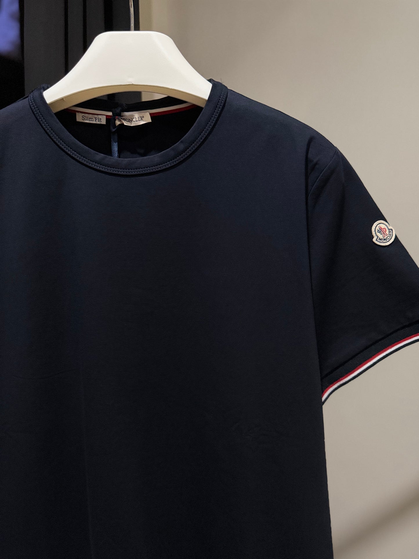 Moncler Tricolour-Trimmed T-Shirt (Navy)