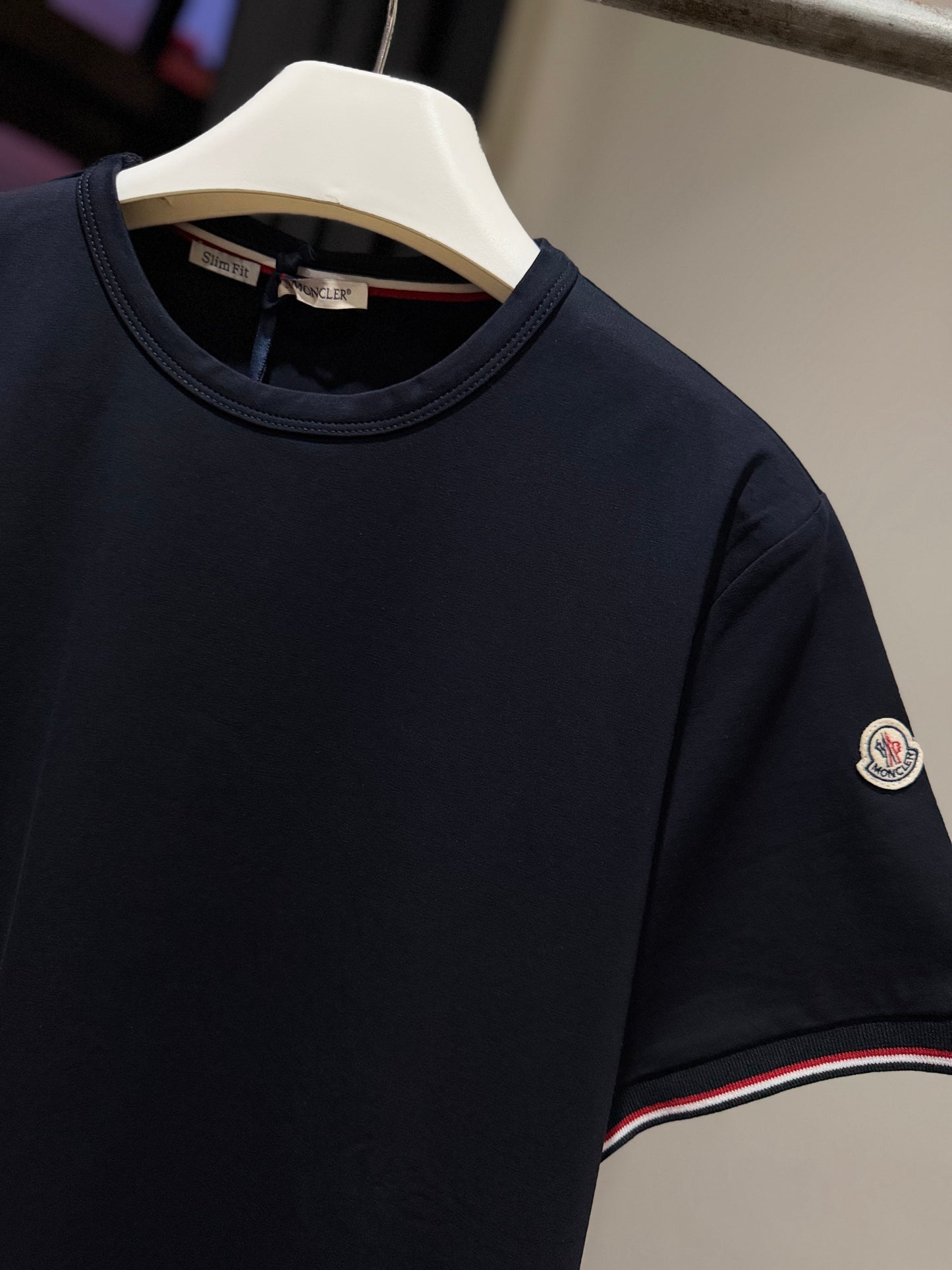 Moncler Tricolour-Trimmed T-Shirt (Navy)