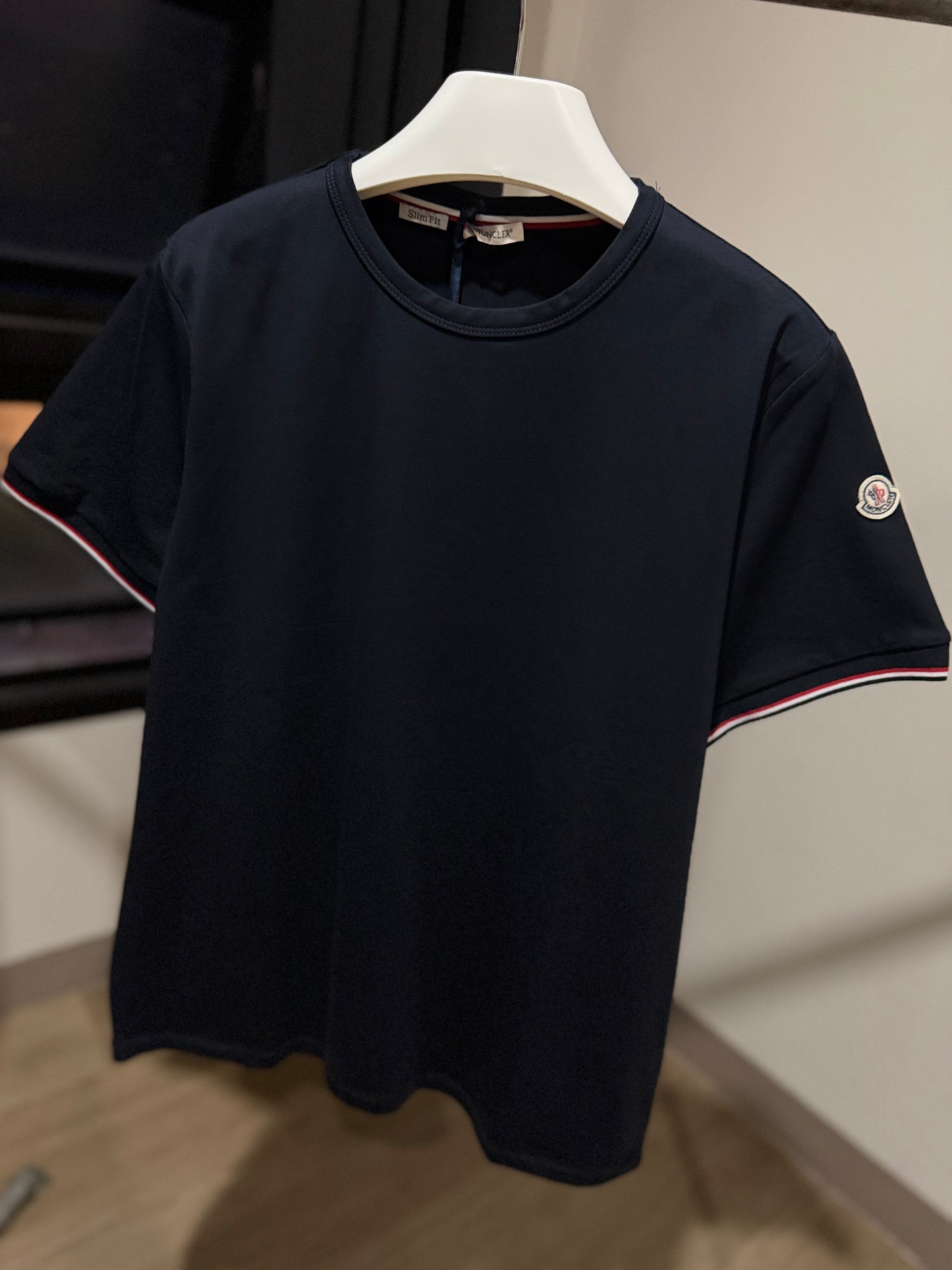 Moncler Tricolour-Trimmed T-Shirt (Navy)