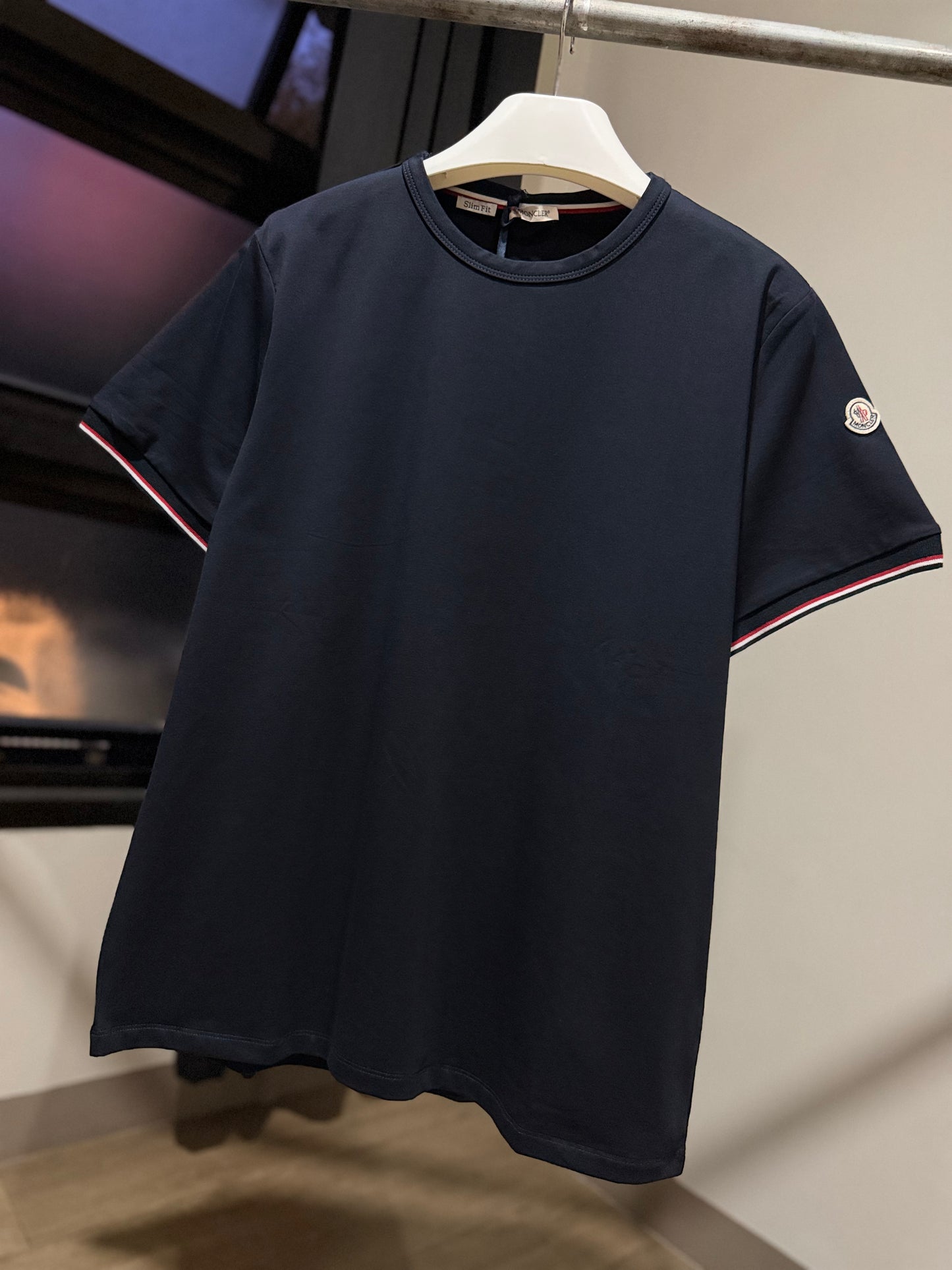 Moncler Tricolour-Trimmed T-Shirt (Navy)