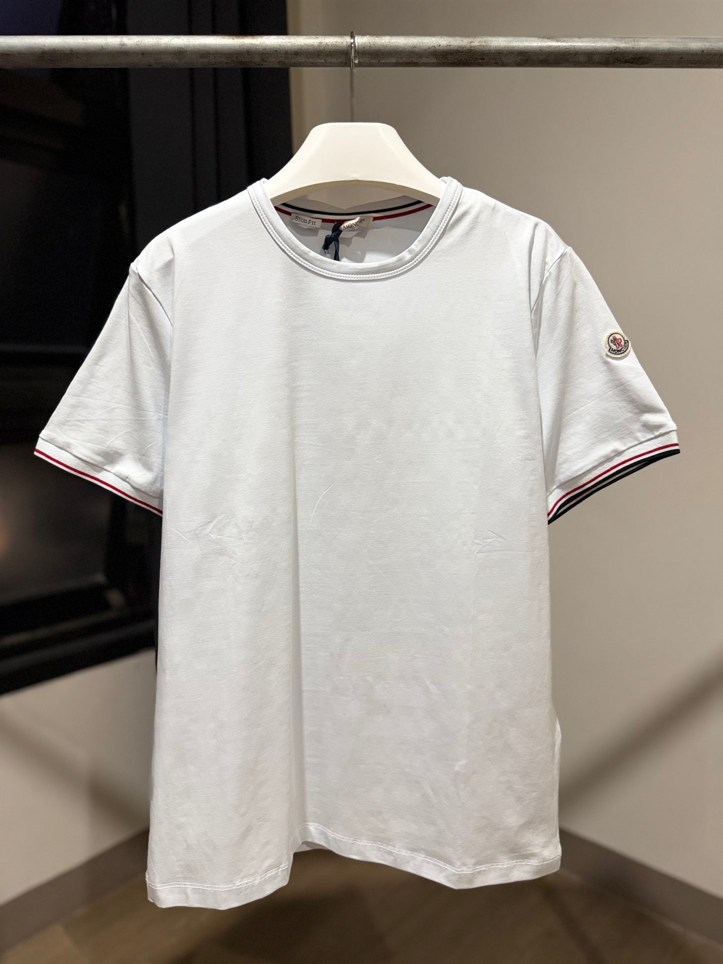 Moncler Tricolour-Trimmed T-Shirt (White)