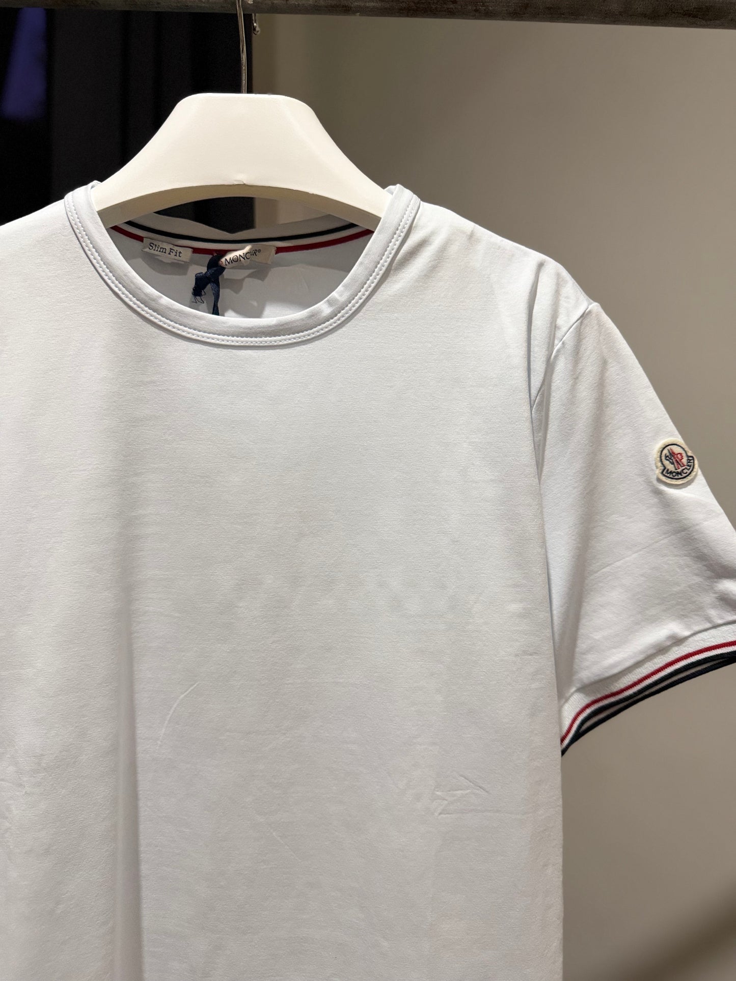 Moncler Tricolour-Trimmed T-Shirt (White)