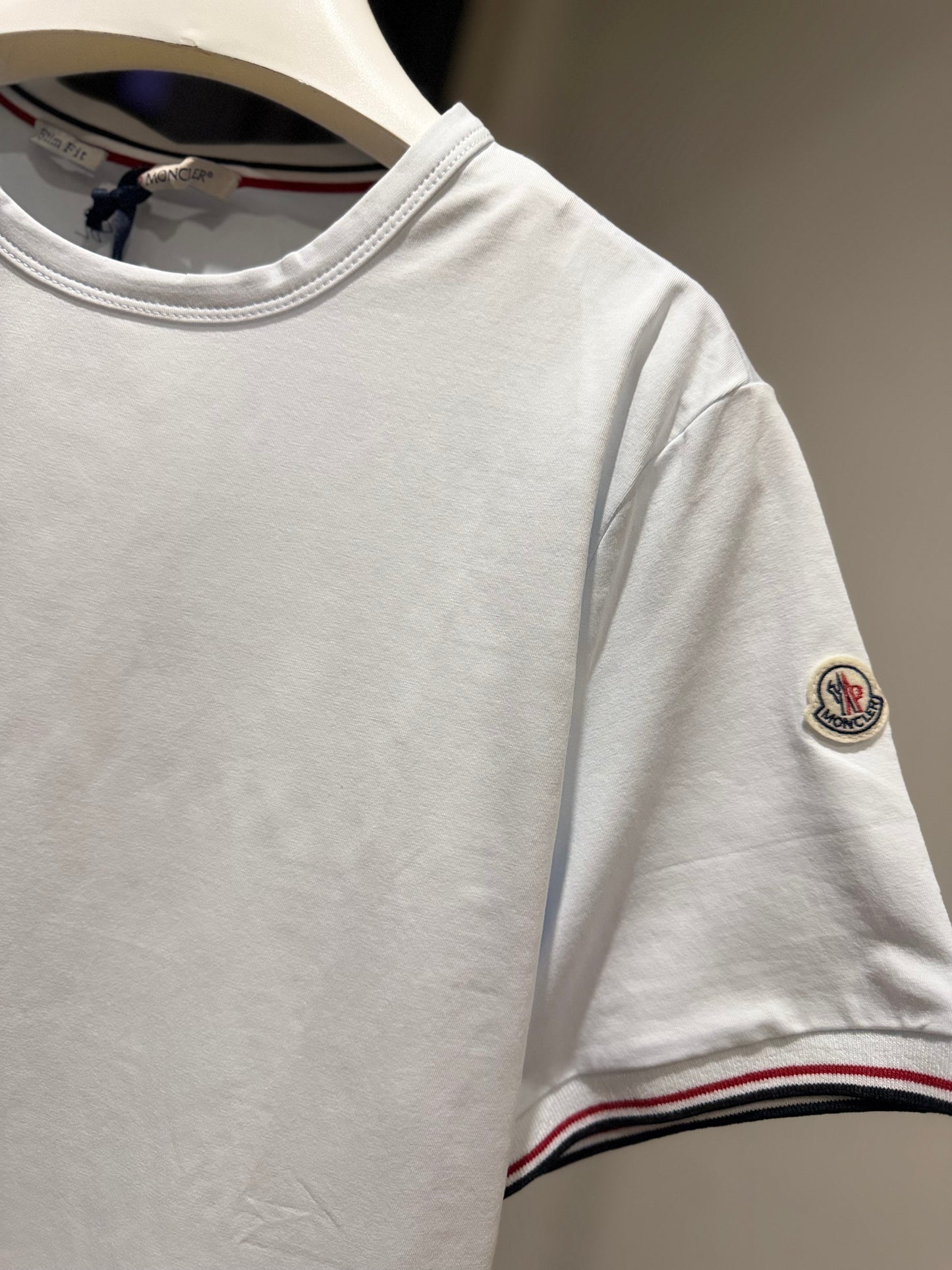 Moncler Tricolour-Trimmed T-Shirt (White)