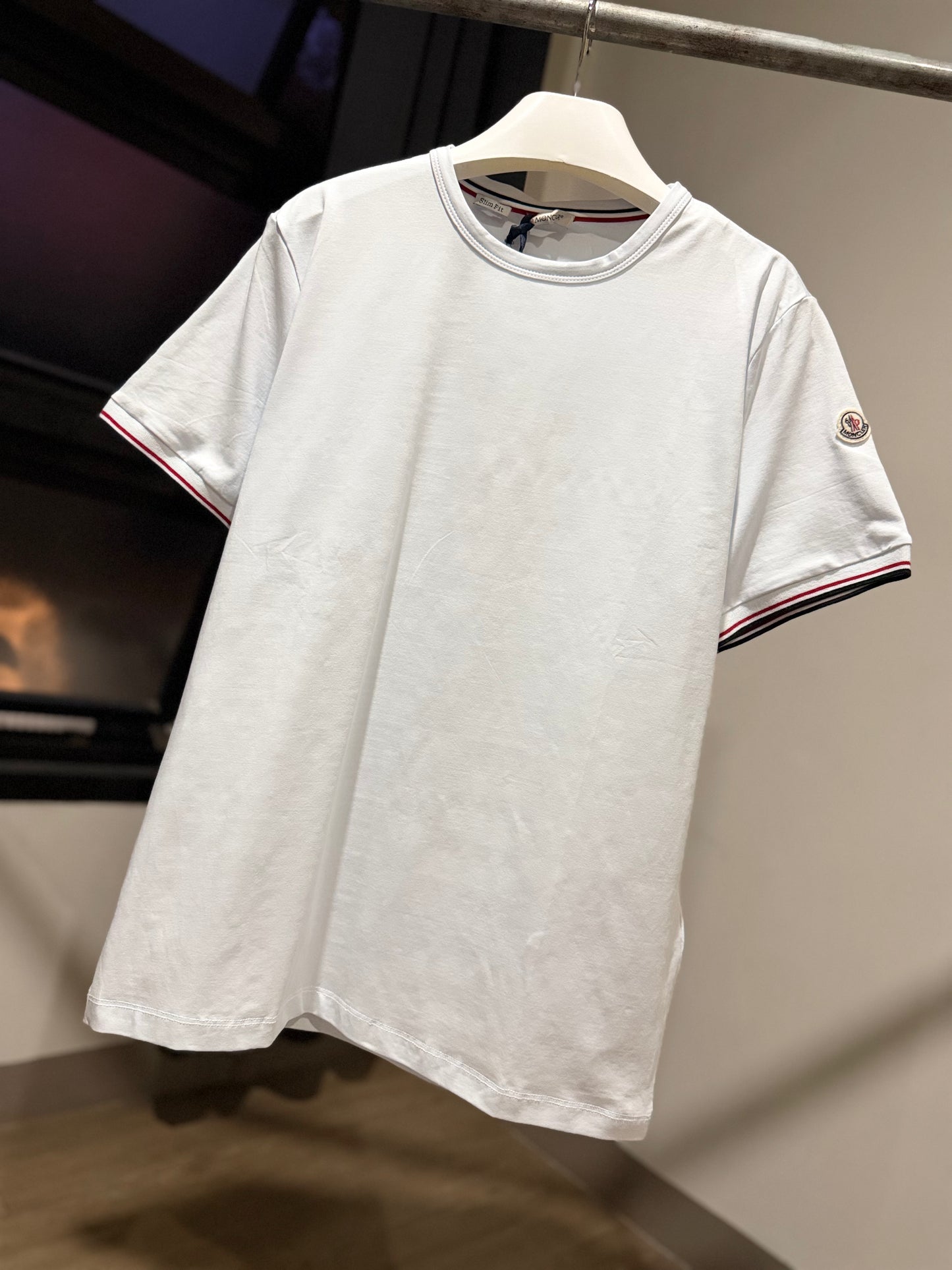 Moncler Tricolour-Trimmed T-Shirt (White)
