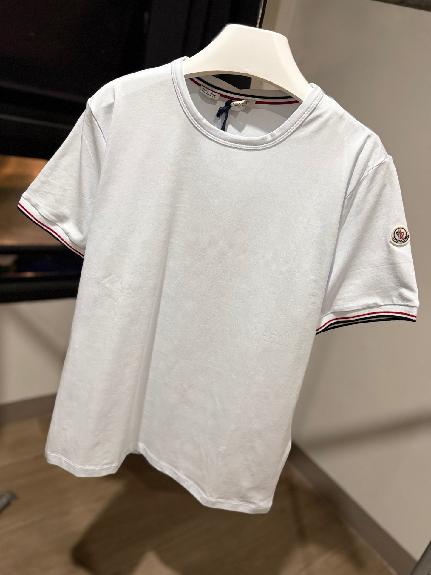 Moncler Tricolour-Trimmed T-Shirt (White)