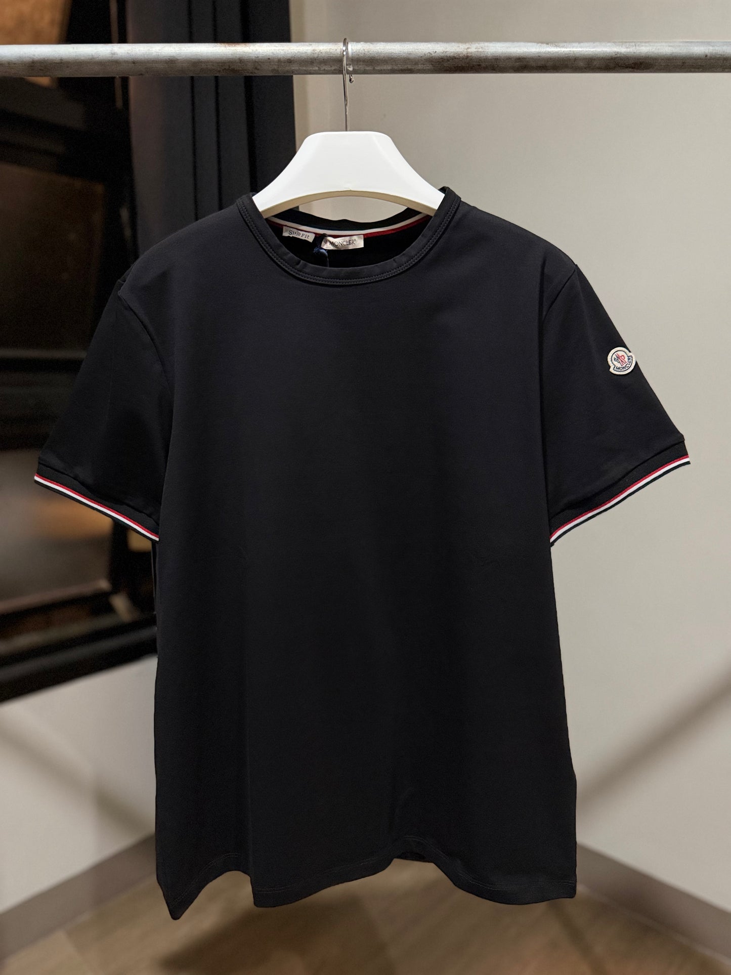 Moncler Tricolour-Trimmed T-Shirt (Black)