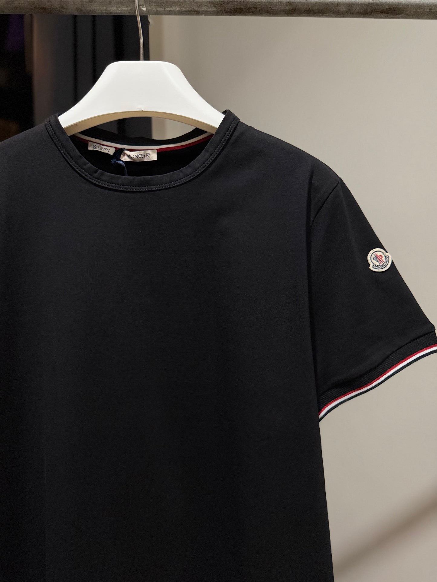Moncler Tricolour-Trimmed T-Shirt (Black)