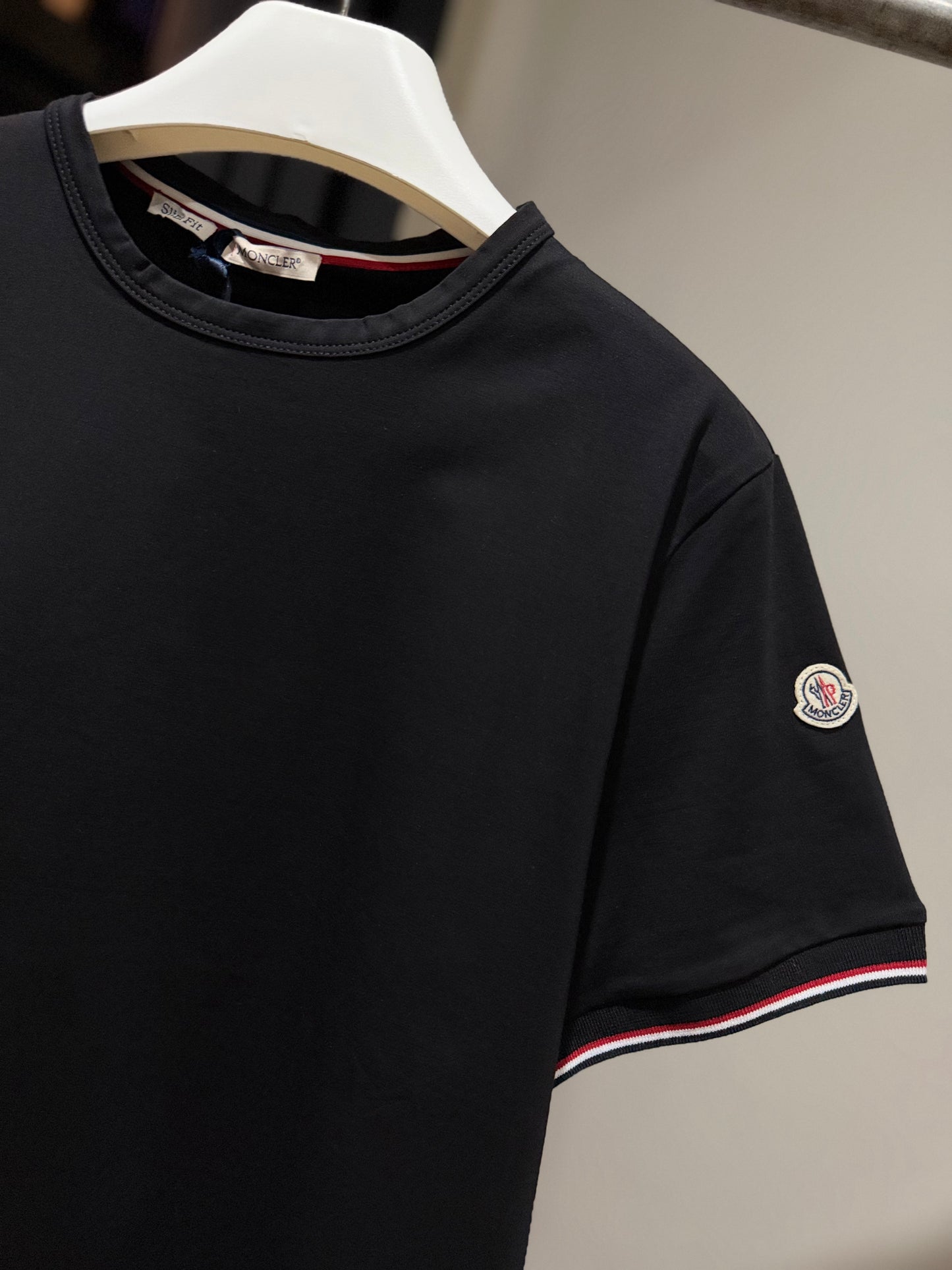 Moncler Tricolour-Trimmed T-Shirt (Black)