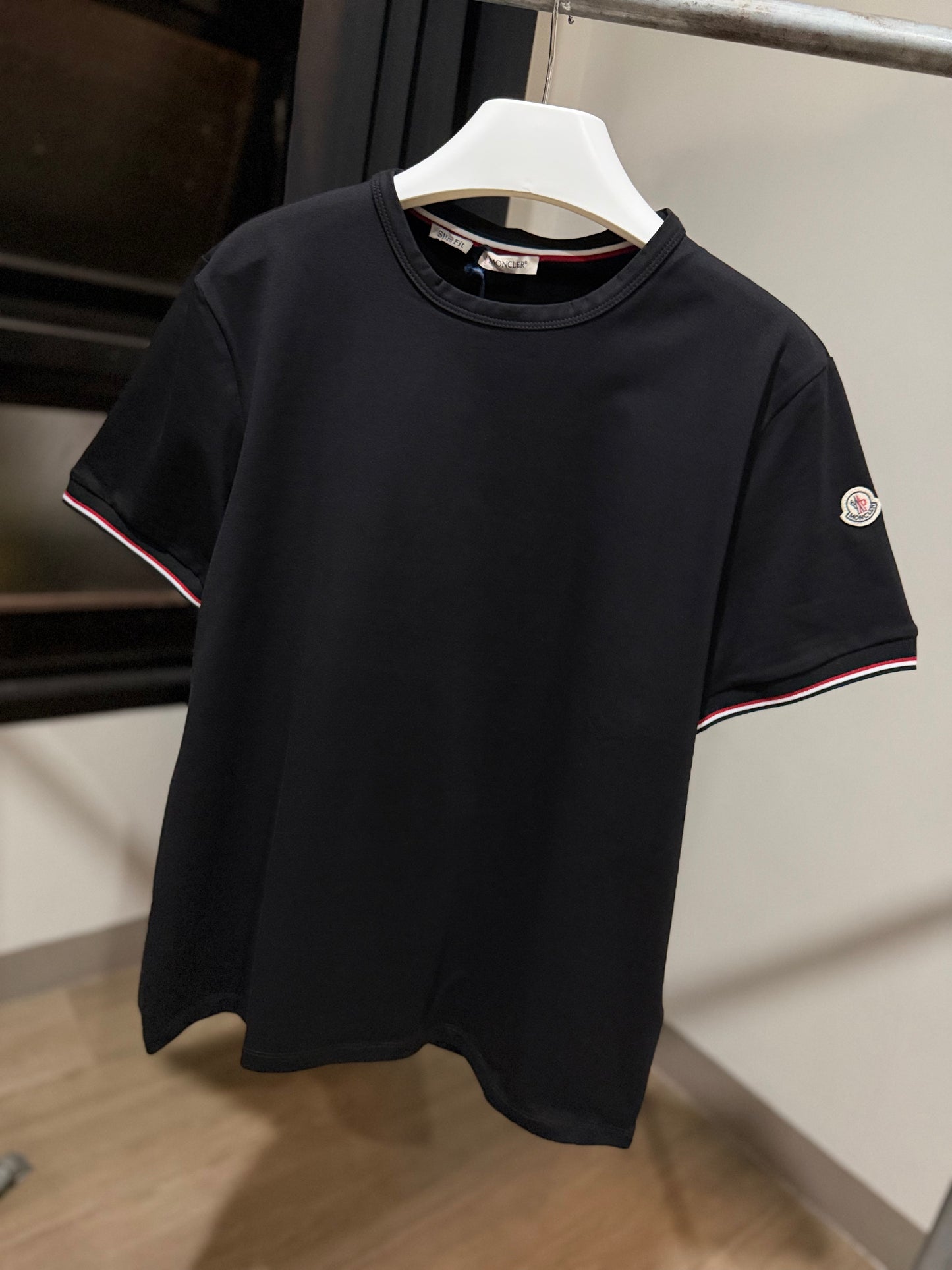 Moncler Tricolour-Trimmed T-Shirt (Black)