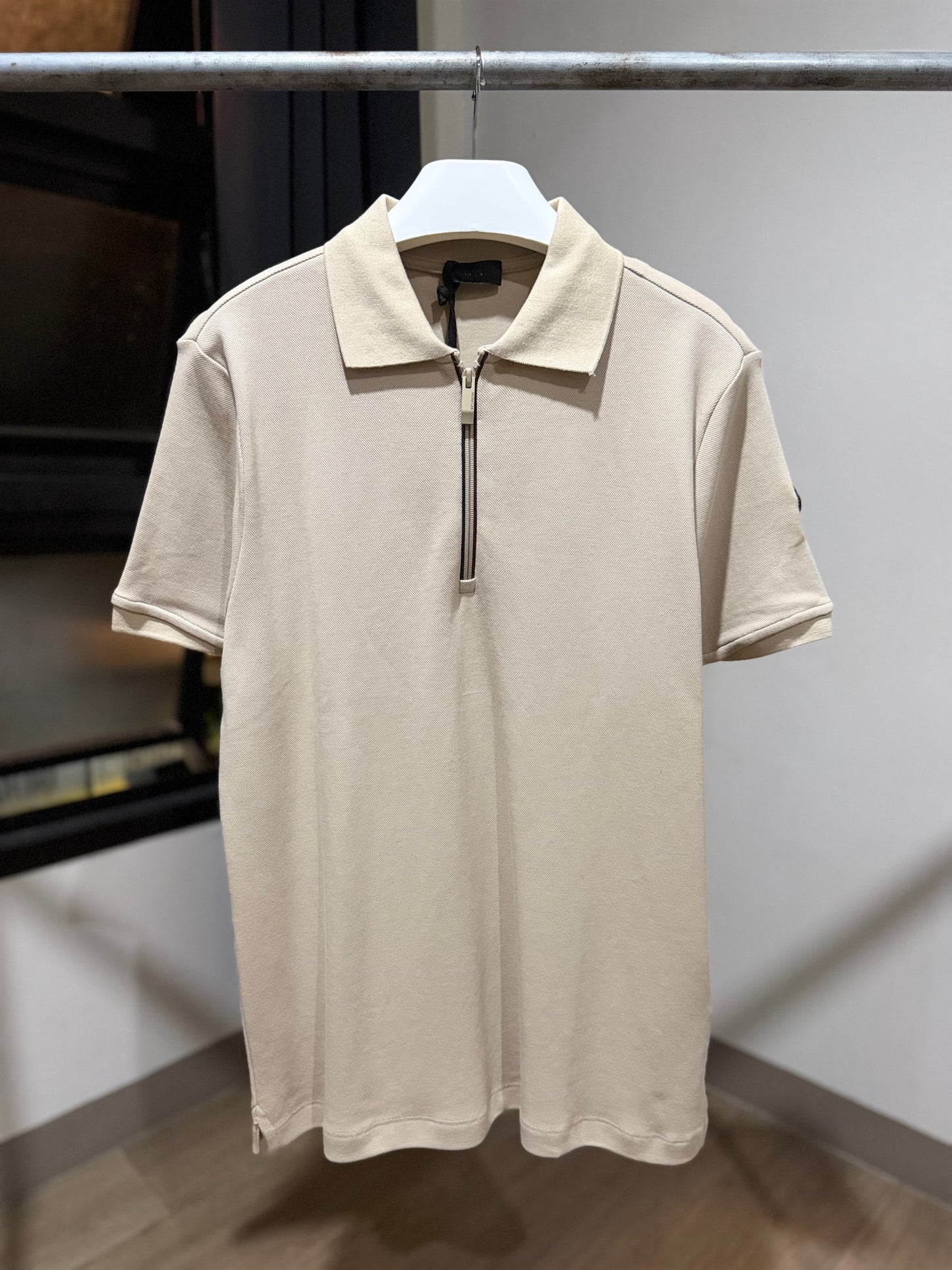 Moncler Half Zip Polo Shirt (Beige)