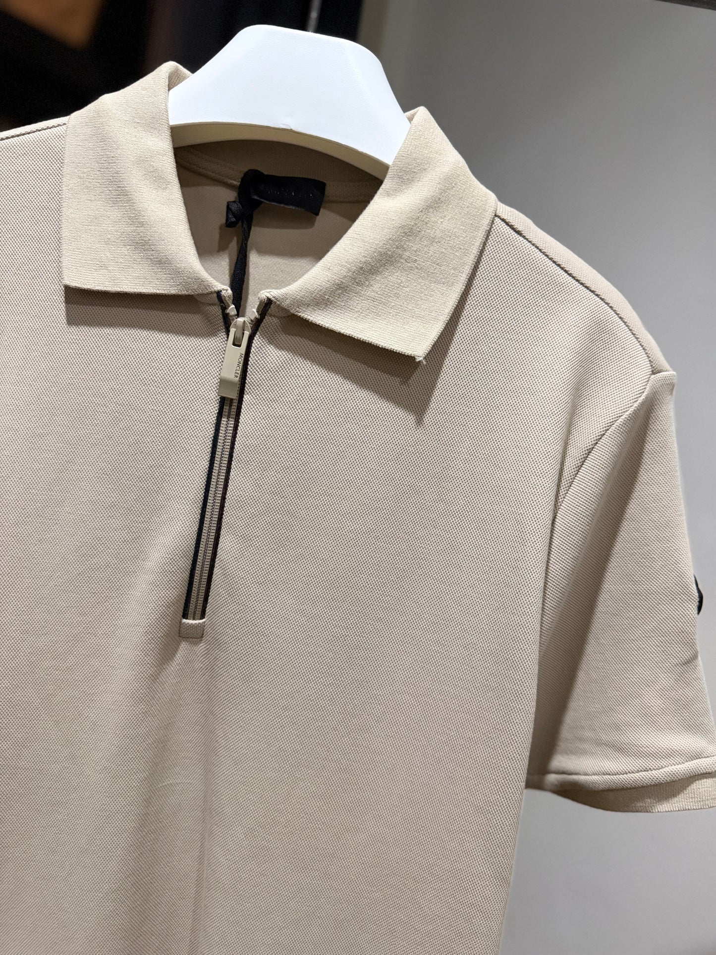 Moncler Half Zip Polo Shirt (Beige)