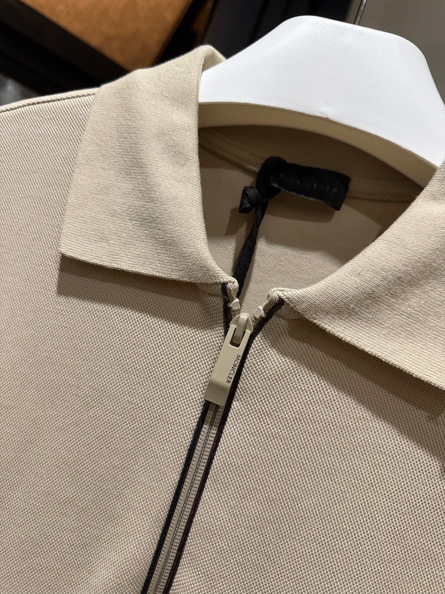 Moncler Half Zip Polo Shirt (Beige)