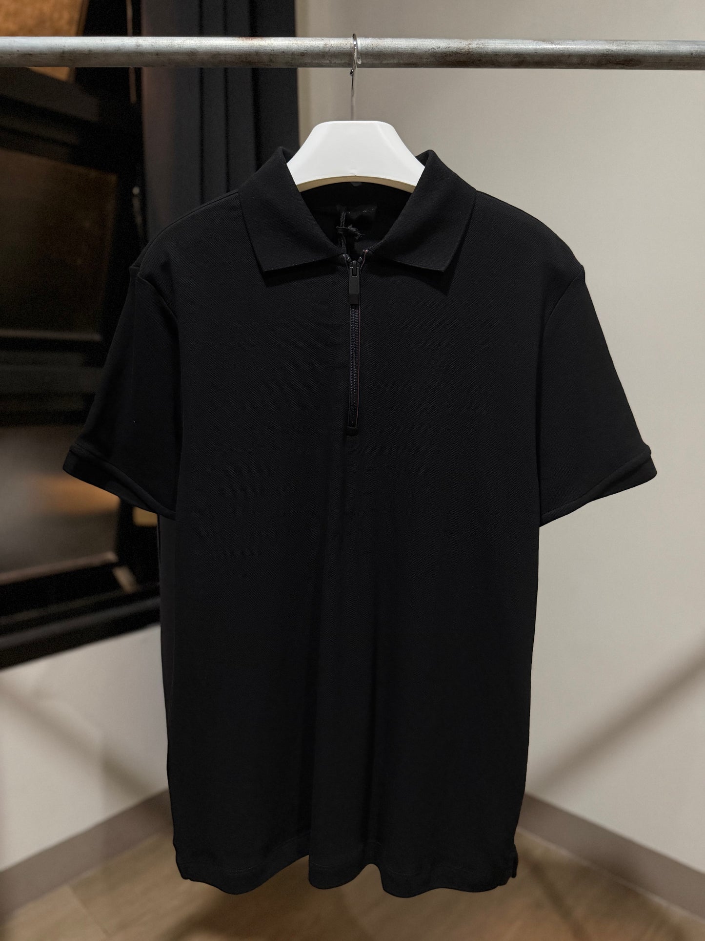 Moncler Half Zip Polo Shirt (Black)