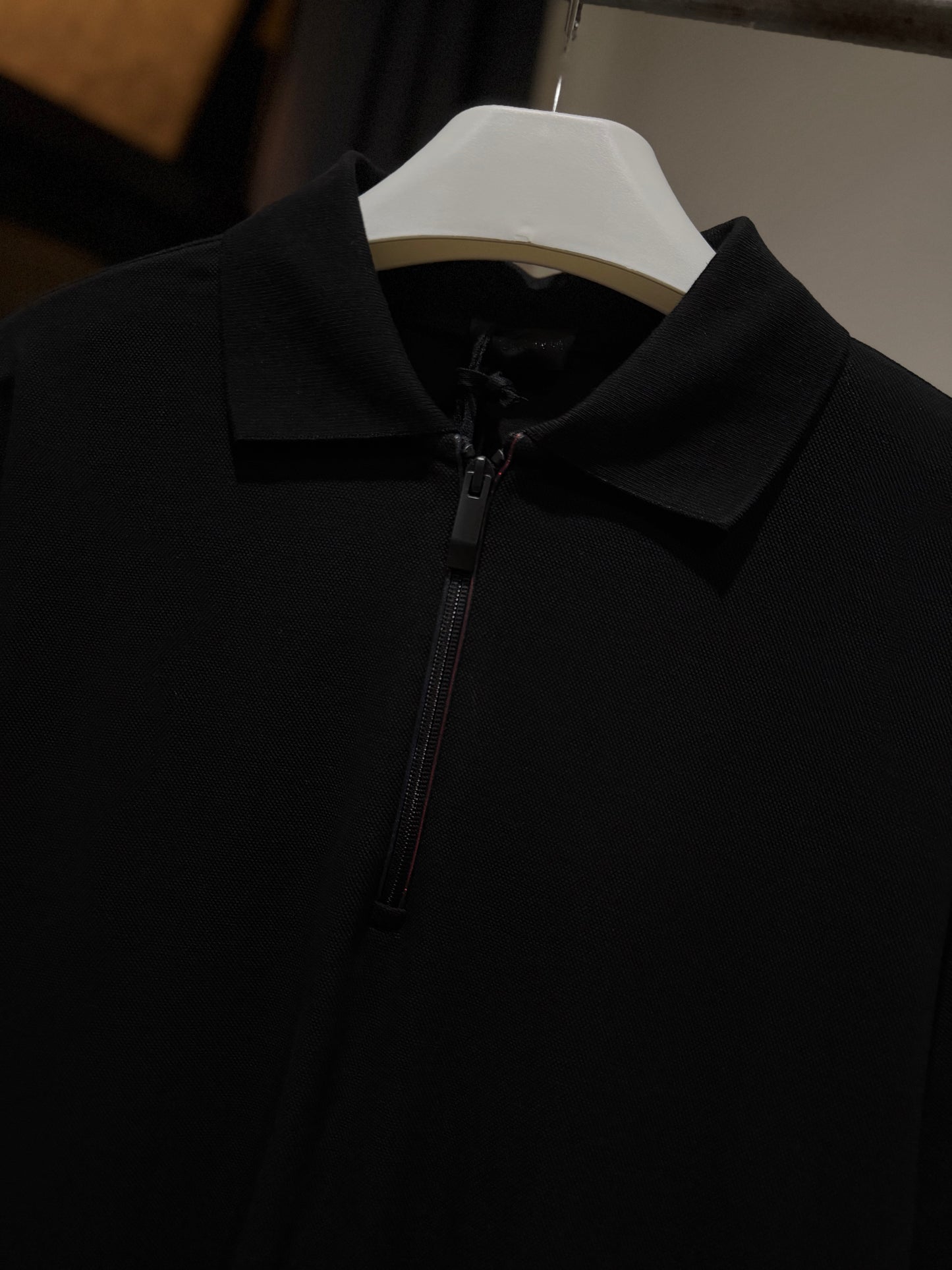 Moncler Half Zip Polo Shirt (Black)