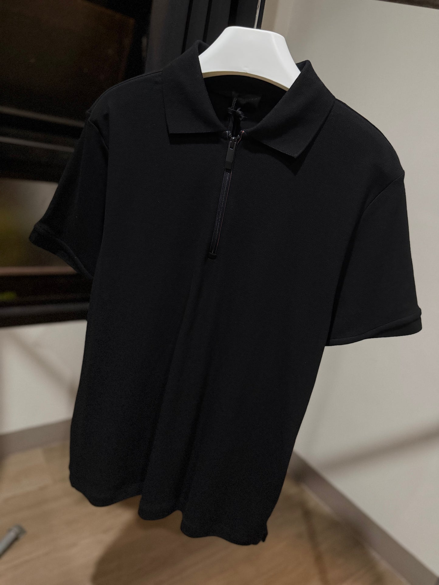 Moncler Half Zip Polo Shirt (Black)