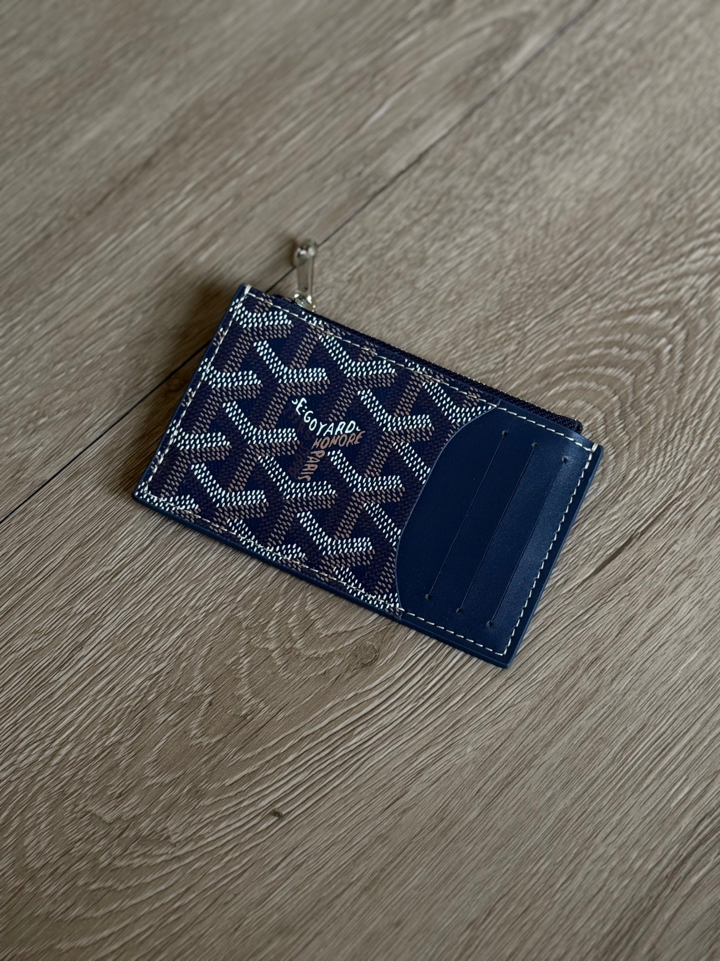 Goyard Bourbon Zipped Card Holder (Navy)