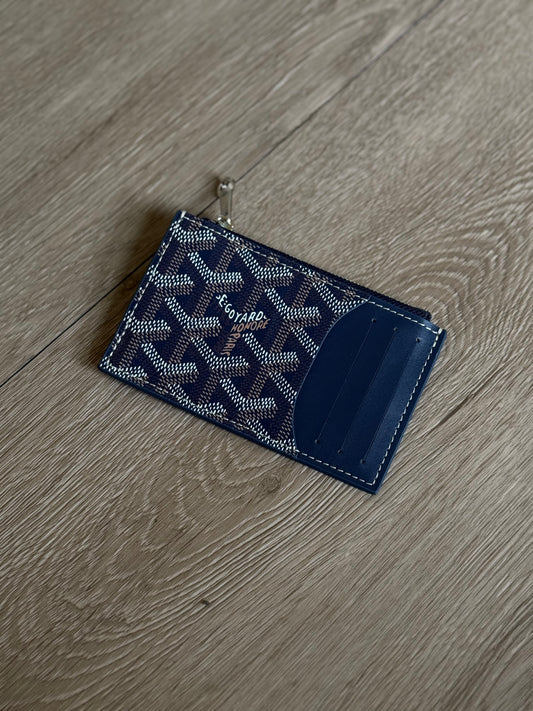 Goyard Bourbon Zipped Card Holder (Navy)