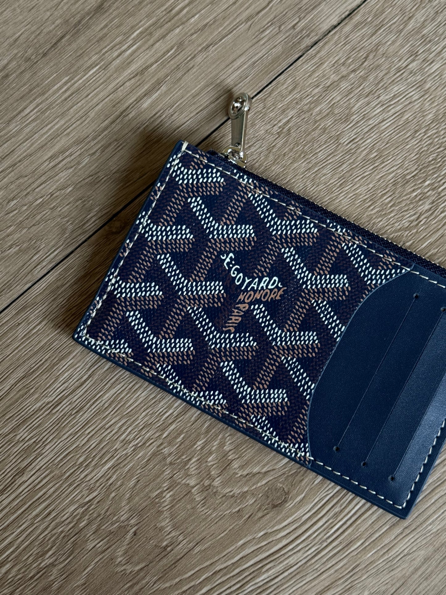 Goyard Bourbon Zipped Card Holder (Navy)