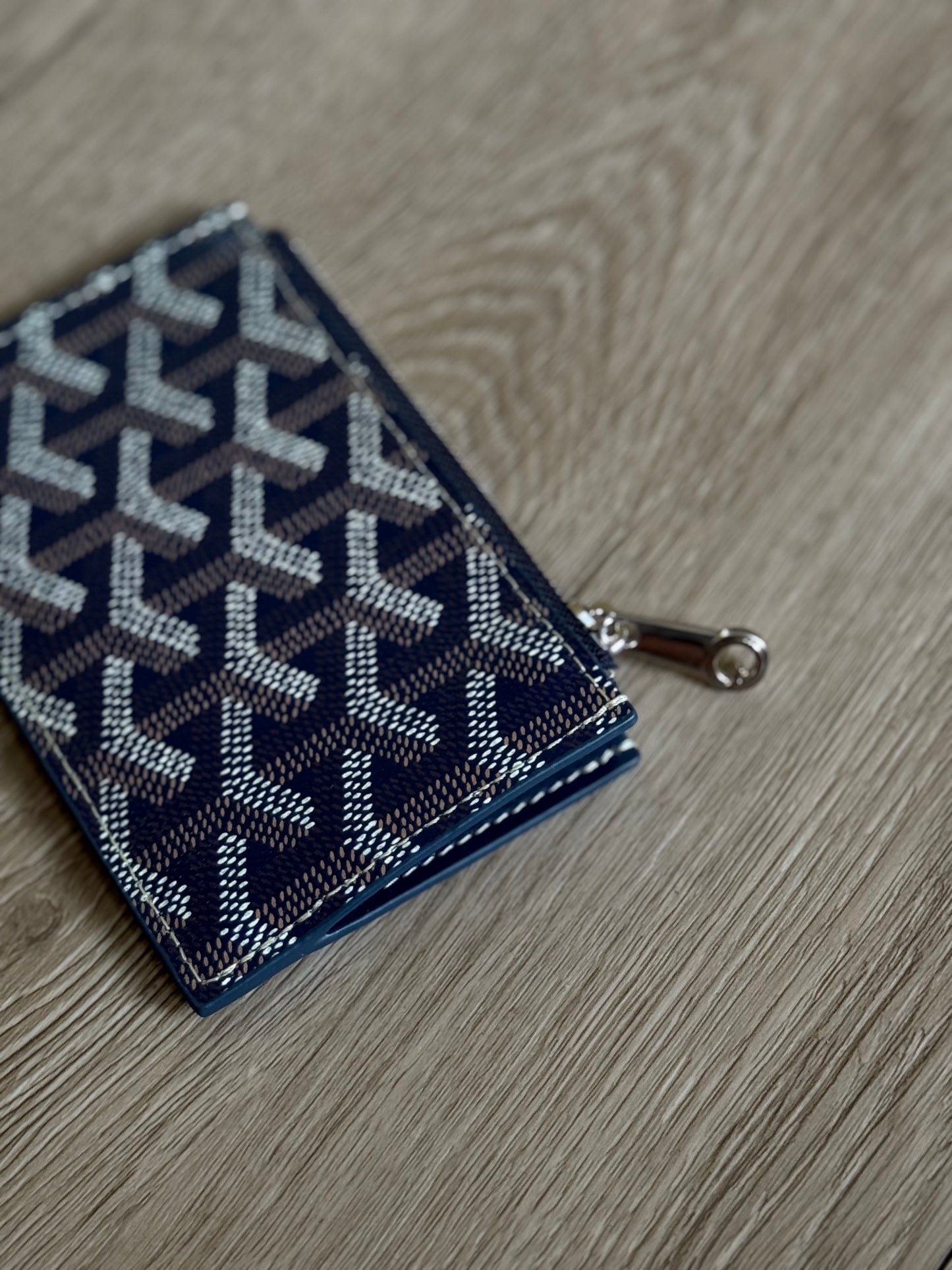 Goyard Bourbon Zipped Card Holder (Navy)