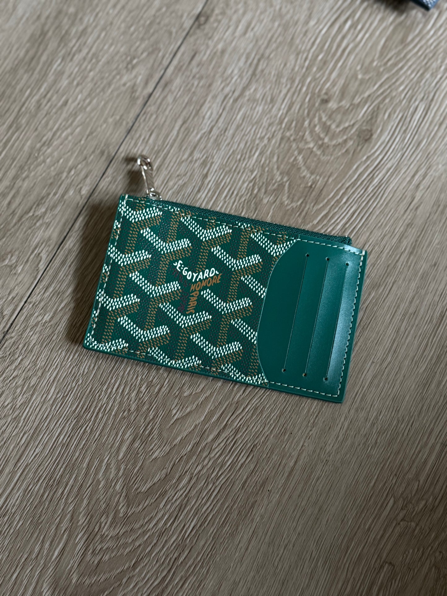 Goyard Bourbon Zipped Card Holder (Green)