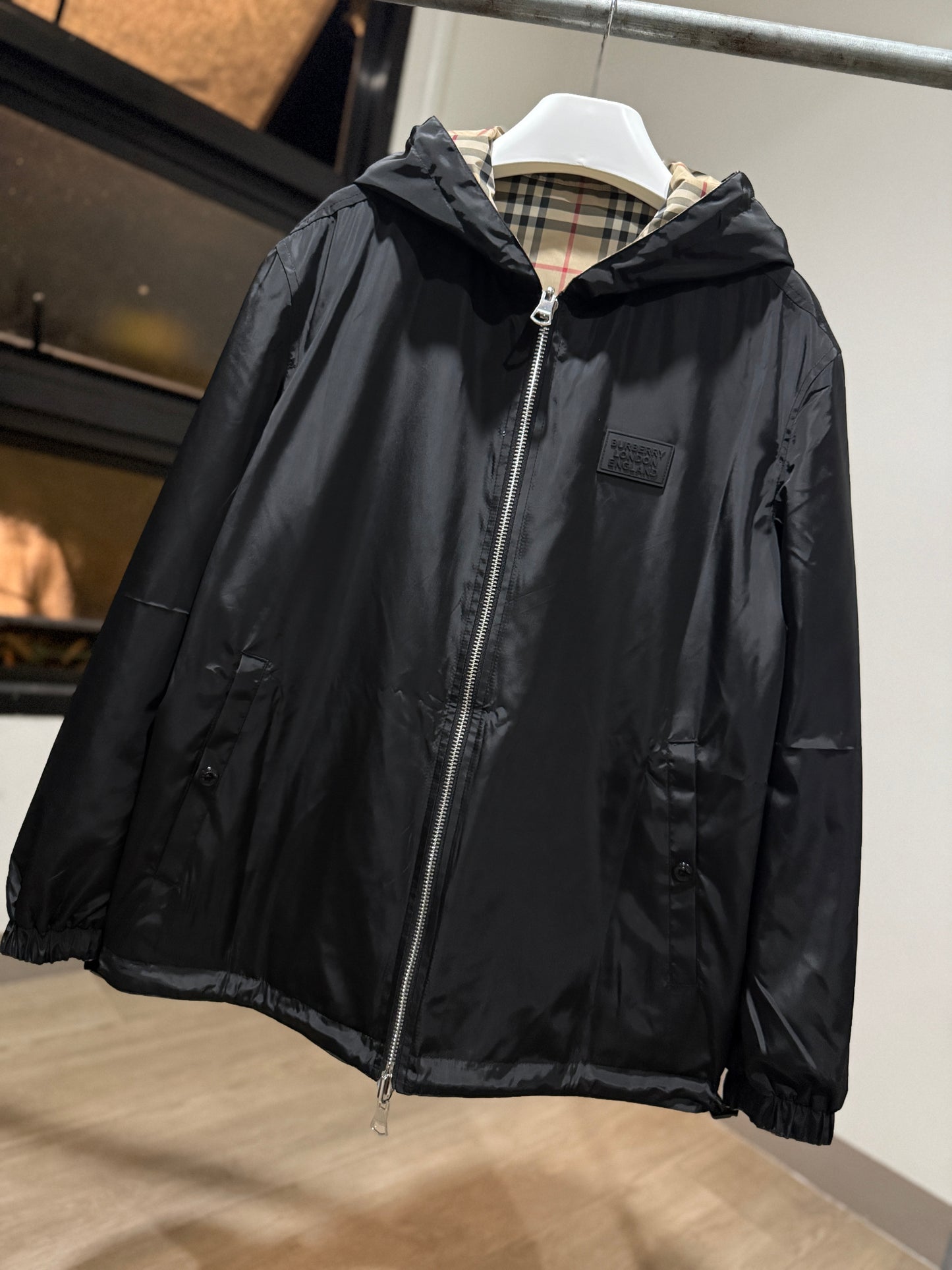 Burberry Hooded Reversible Check Windbreaker