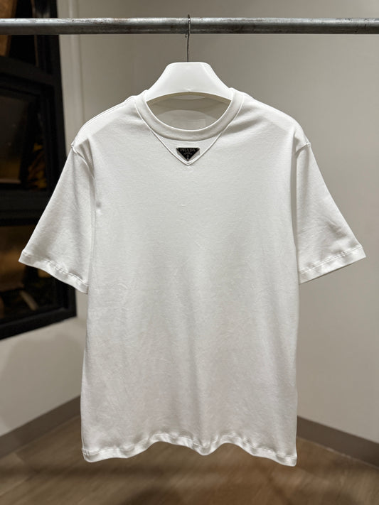 Prada Mid Logo Cotton T-Shirt (White)