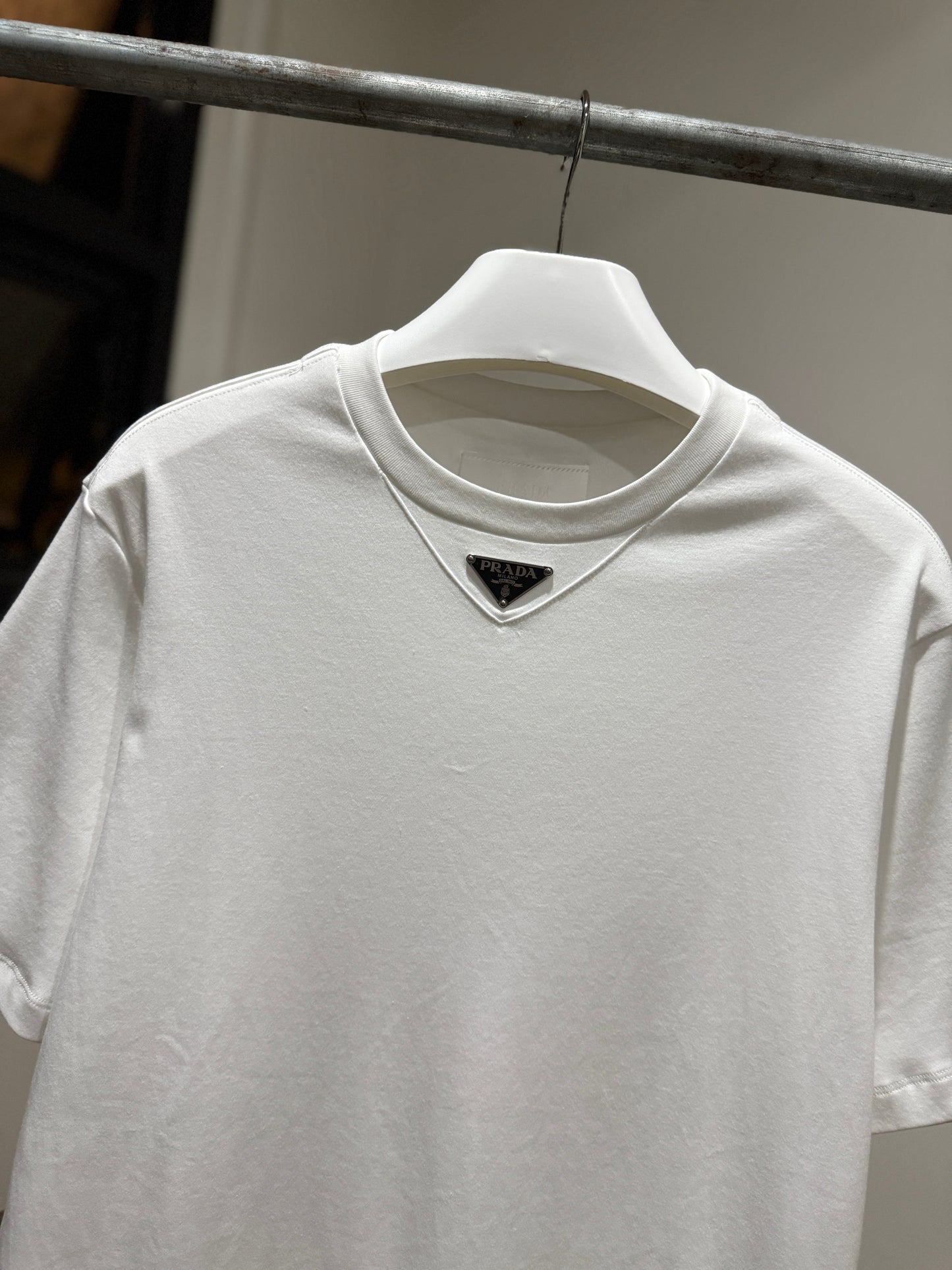 Prada Mid Logo Cotton T-Shirt (White)