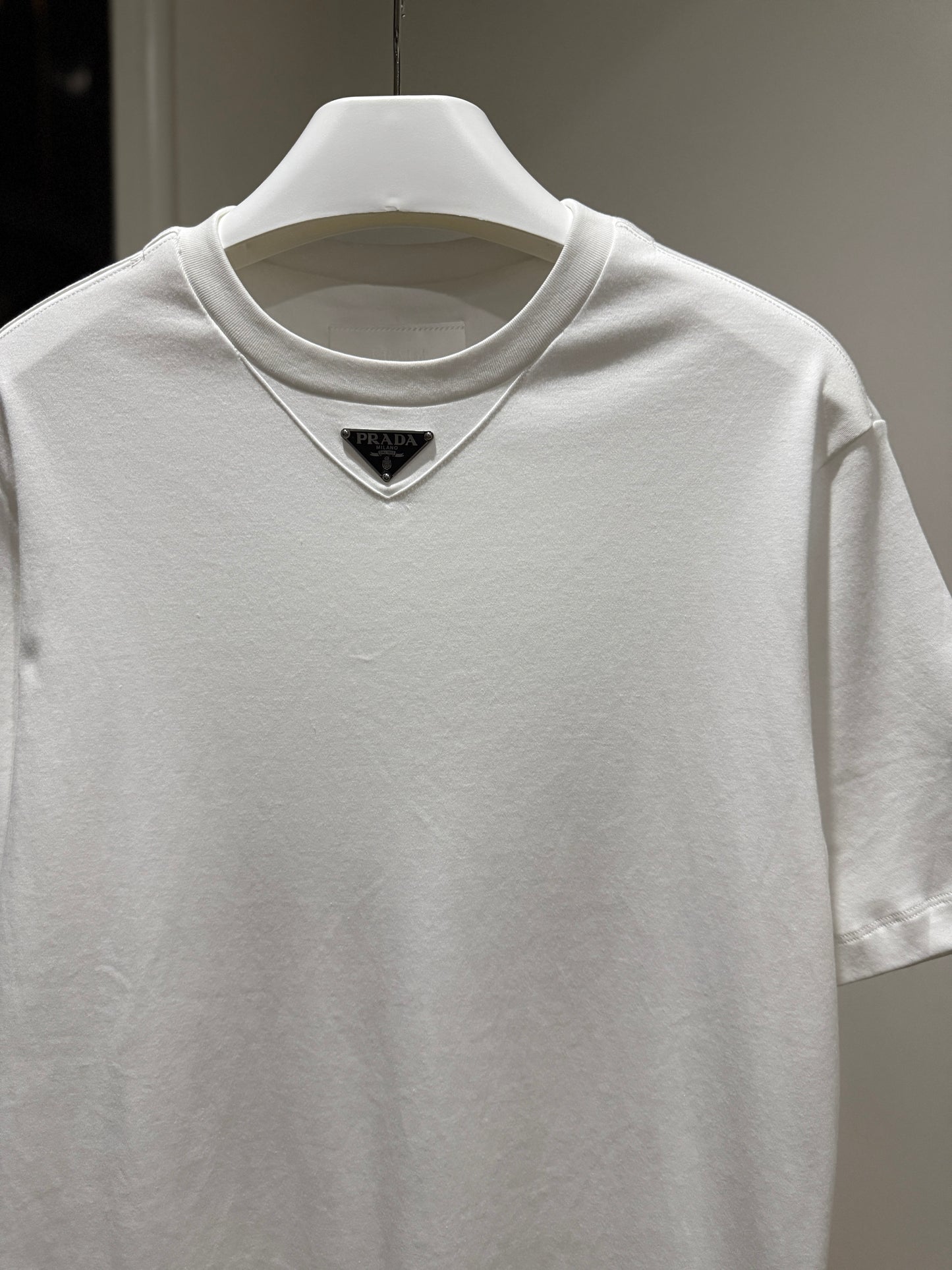 Prada Mid Logo Cotton T-Shirt (White)