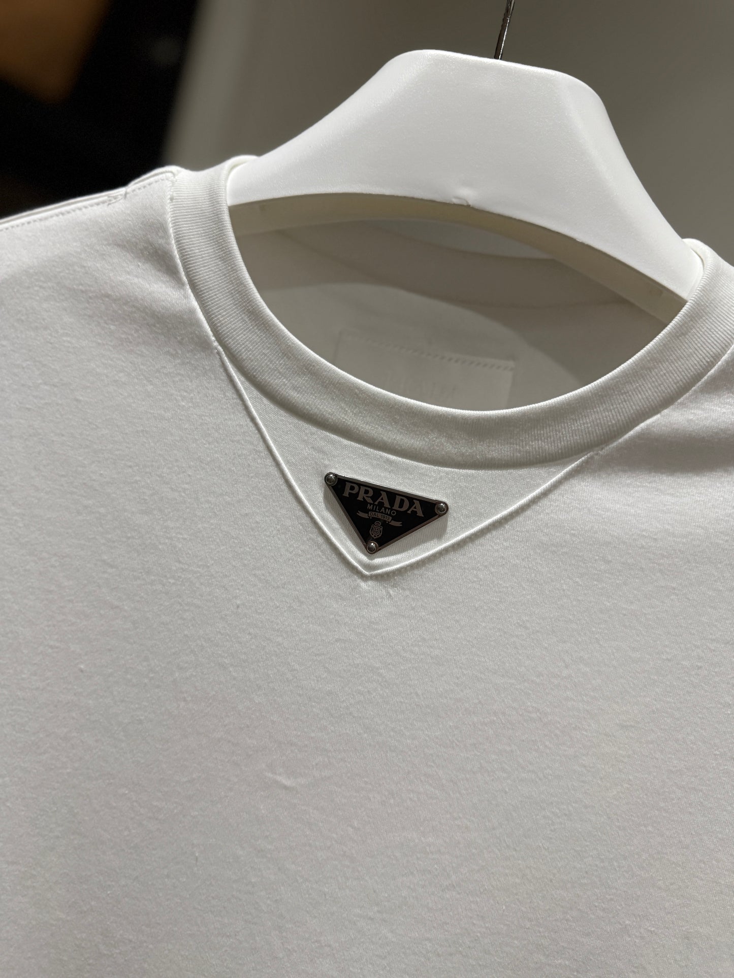 Prada Mid Logo Cotton T-Shirt (White)