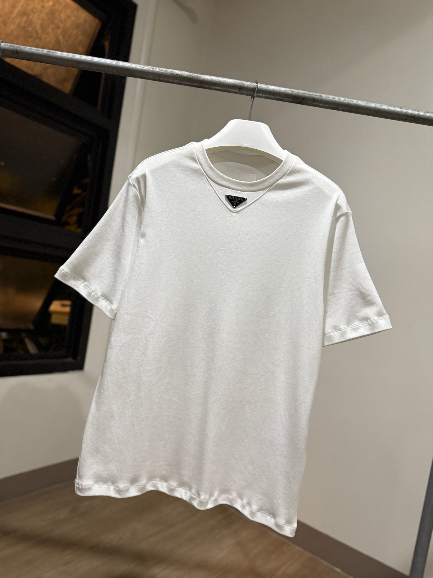 Prada Mid Logo Cotton T-Shirt (White)