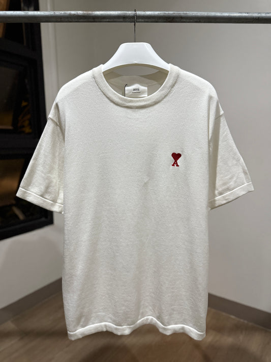 AMI de Coeur Knitted Oversized T-Shirt (White)