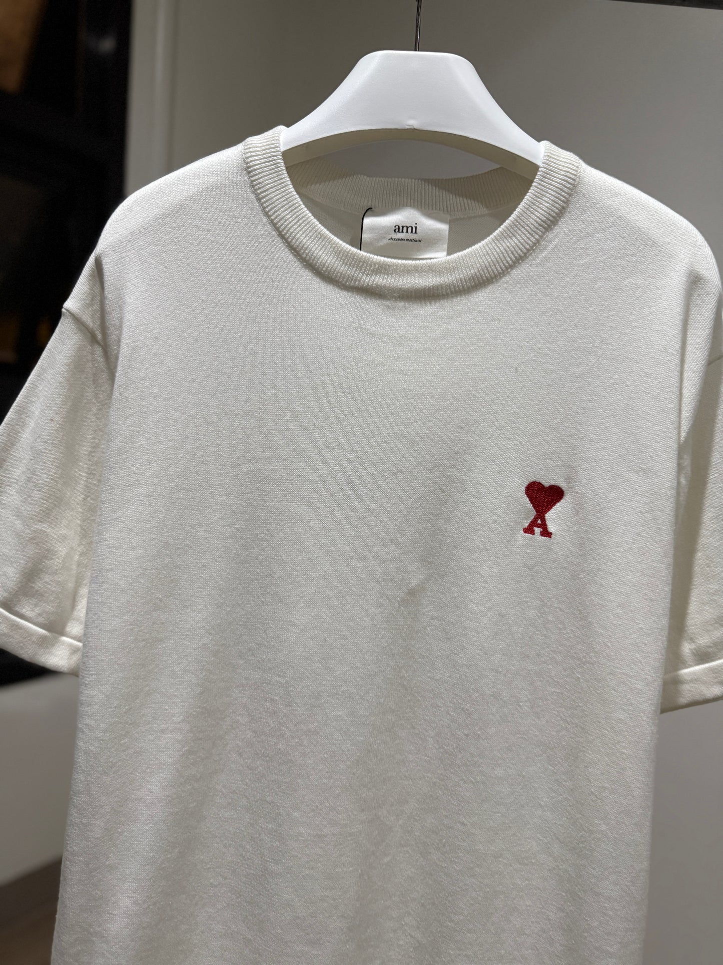 AMI de Coeur Knitted Oversized T-Shirt (White)