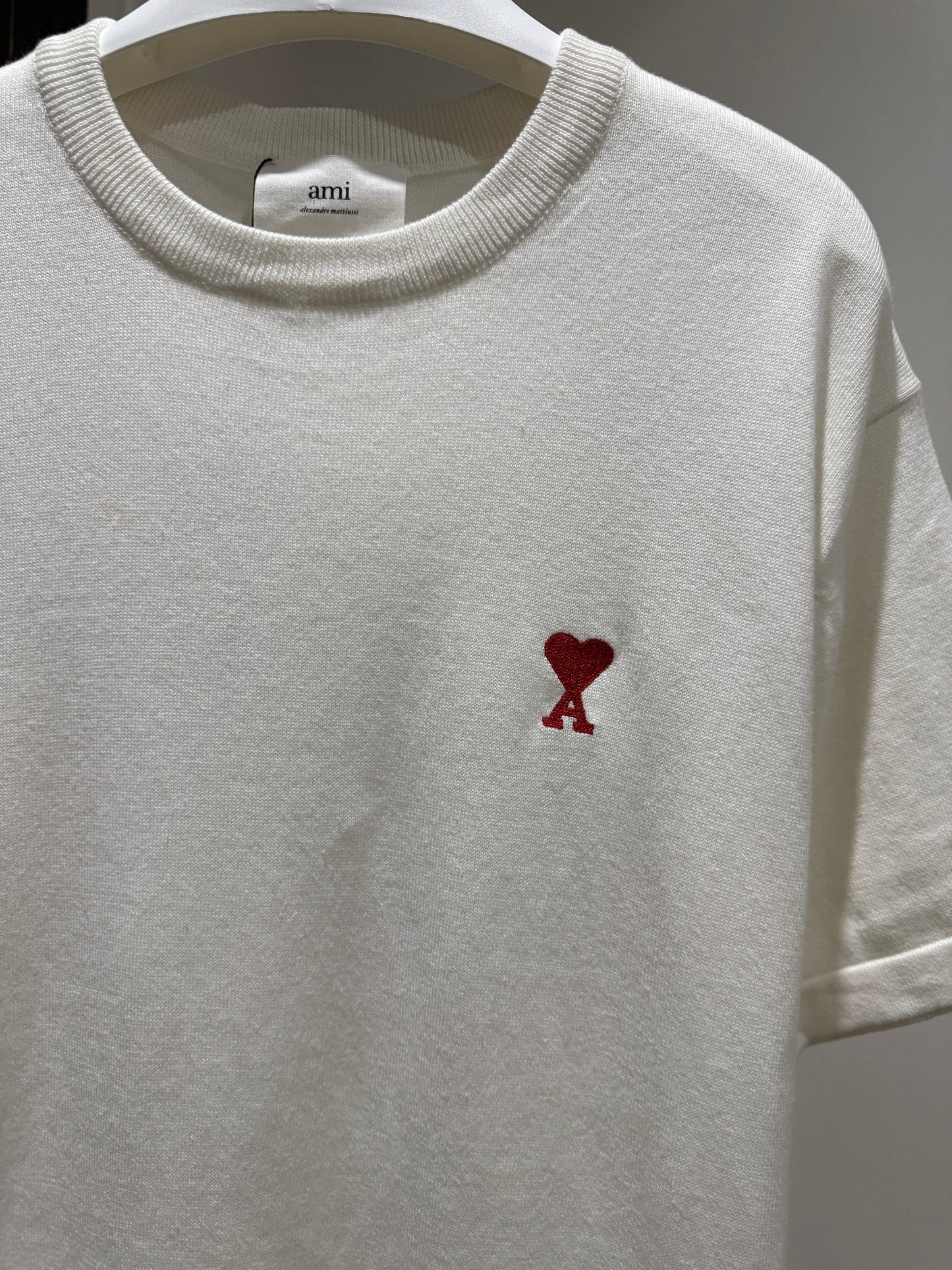 AMI de Coeur Knitted Oversized T-Shirt (White)