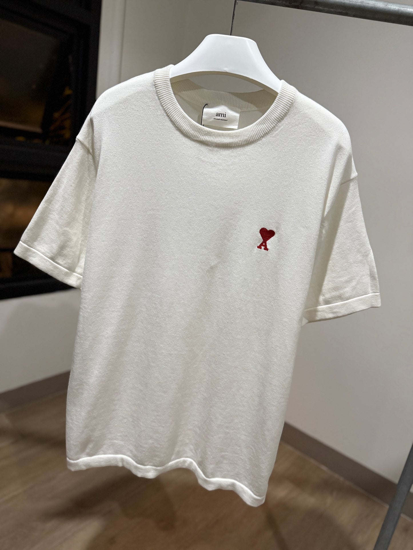 AMI de Coeur Knitted Oversized T-Shirt (White)