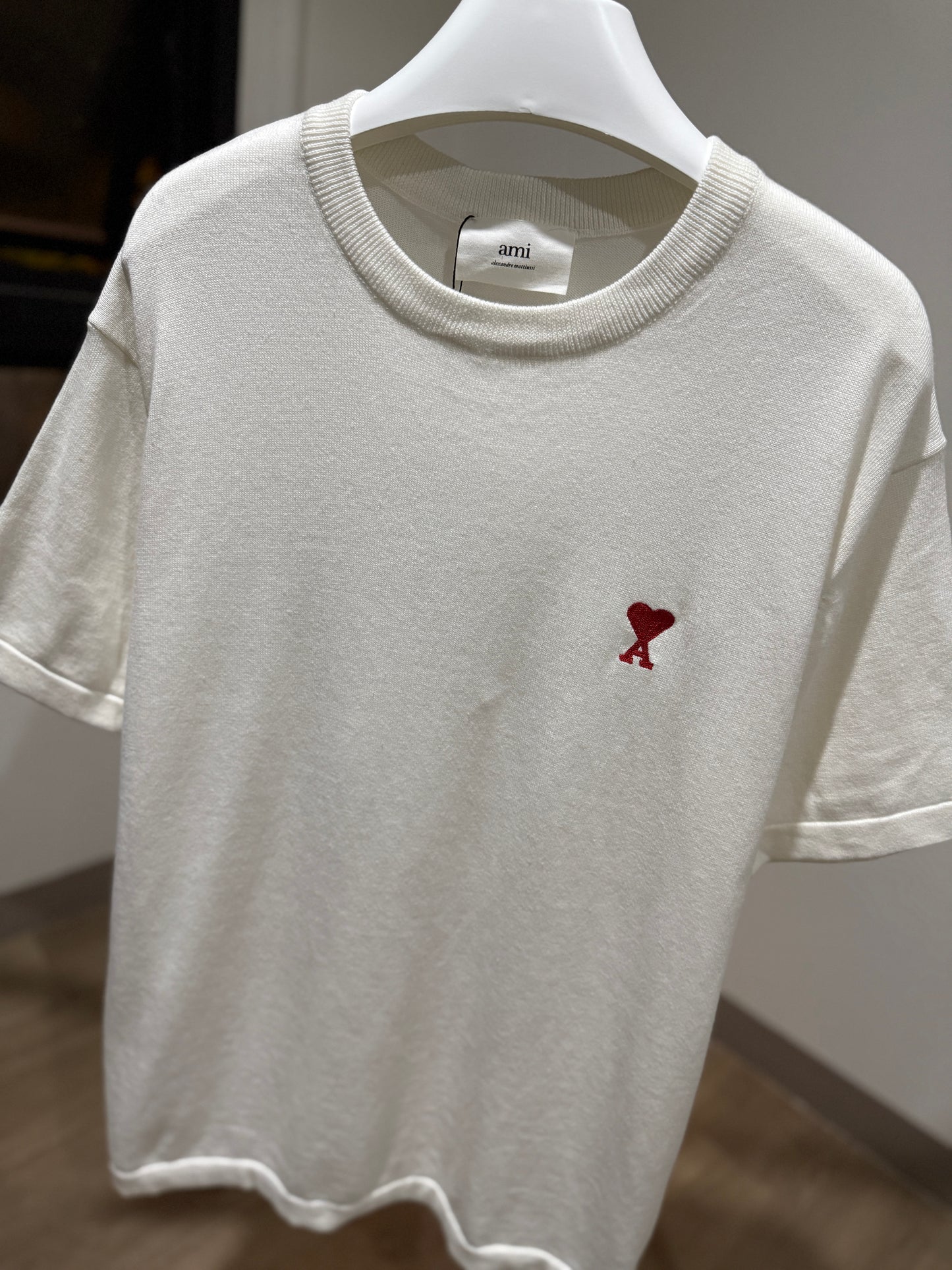 AMI de Coeur Knitted Oversized T-Shirt (White)