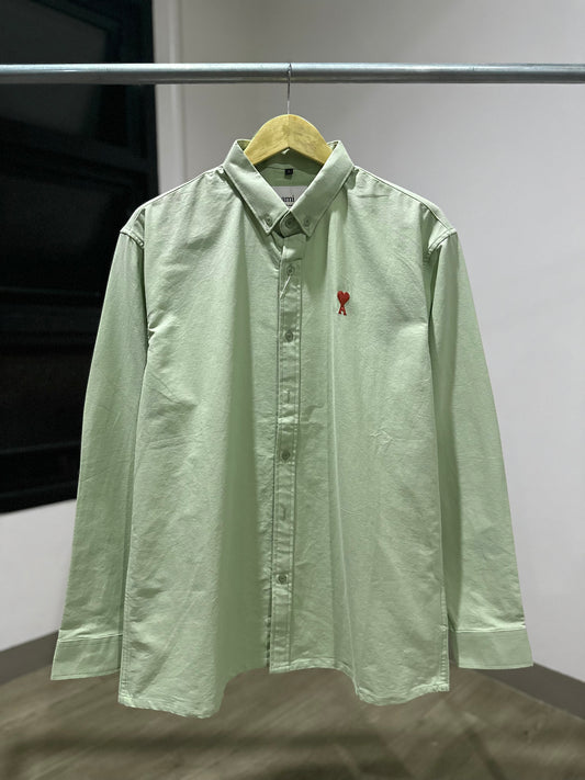 AMI Paris Long-sleeve Button Down (Oxford/Green)
